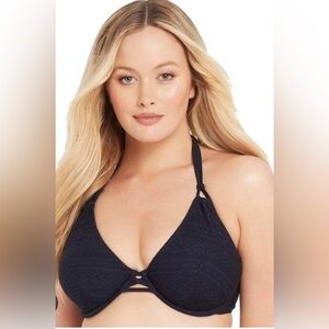 Sea Level Amazing Lace Underwire F Cup Tri Bikini Top - Night Sky